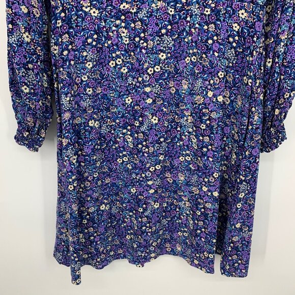 Uniqlo Dress Floral Print V Neck Button Down Front 3/4 Sleeve - Picture 11 of 12